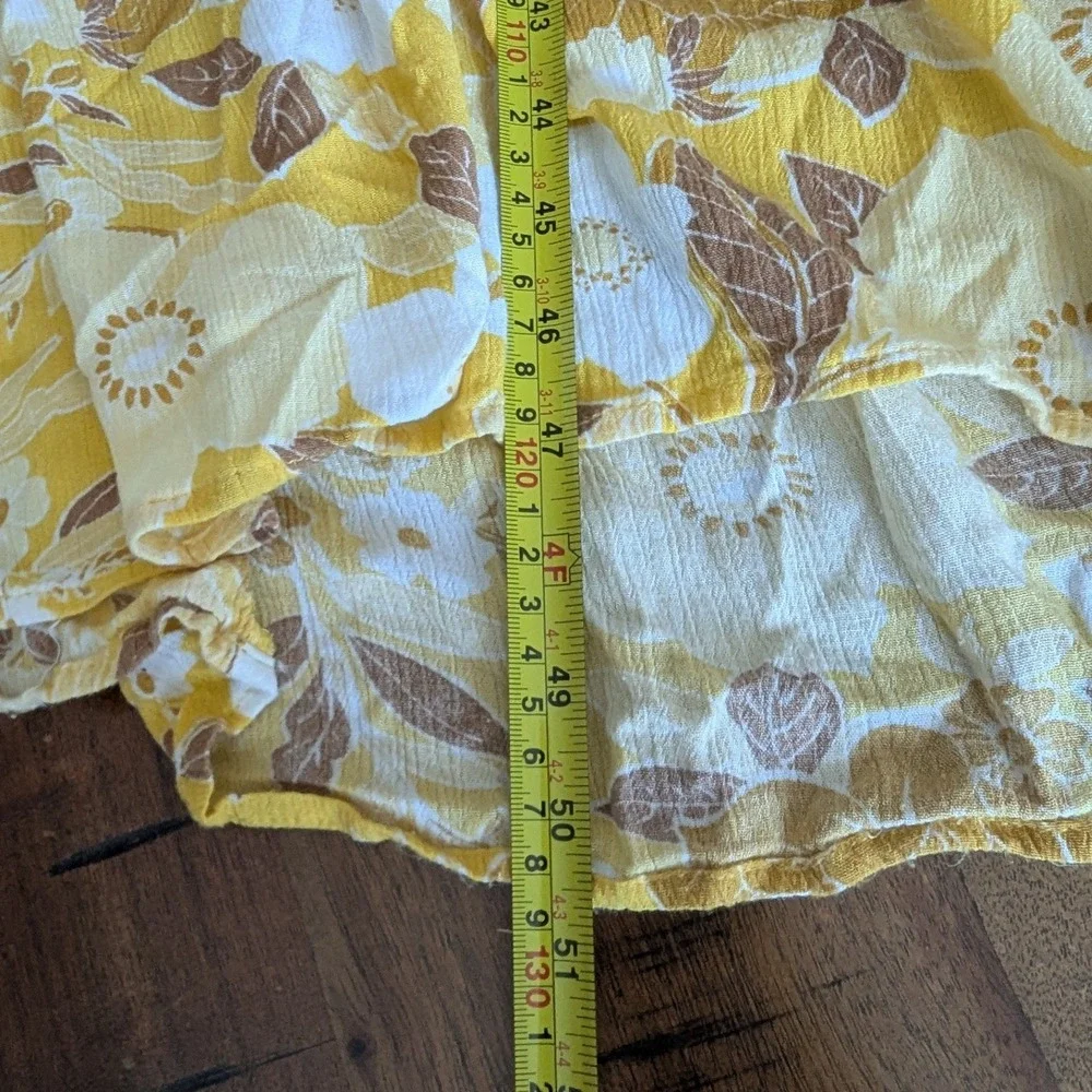Abercrombie &‎ Fitch Yellow Floral Tie-Strap Tiered Maxi Dress Smocked Boho XS
